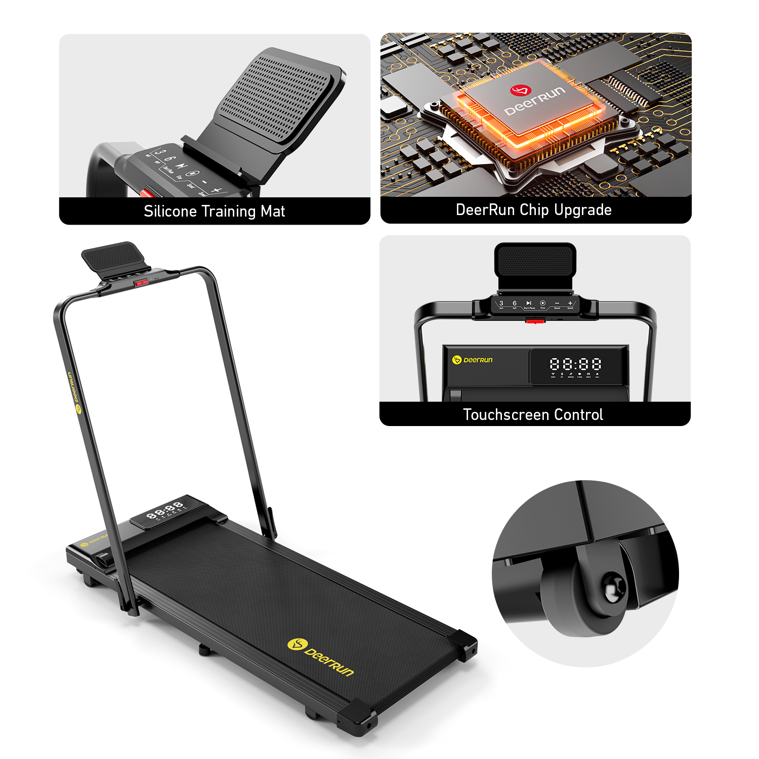 DeerRun A5 PRO Vitality – 2025 Smart 2-in-1 Foldable Treadmill, Upgraded Chip & NFC Support | 7.5mph, 300Lbs