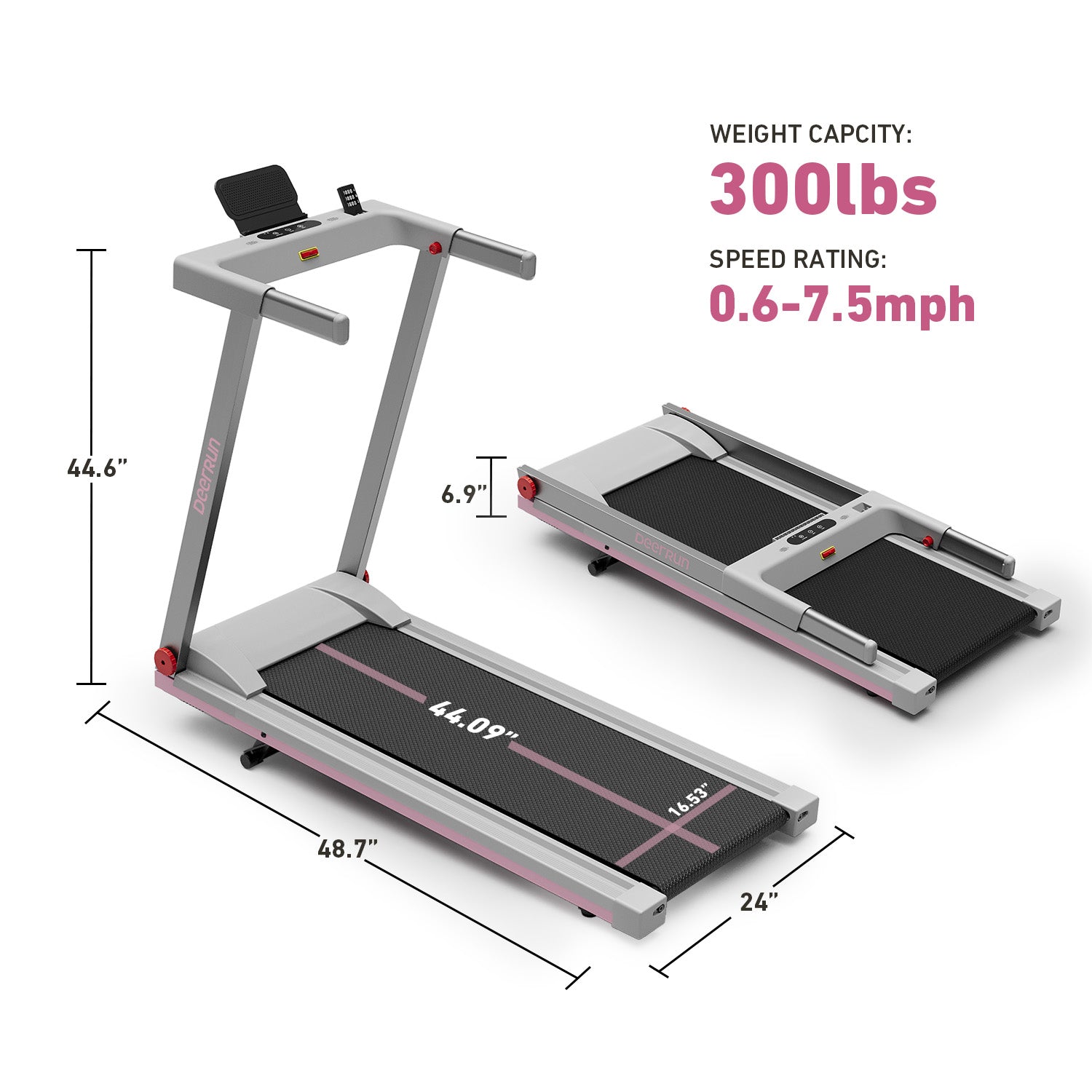 DeerRun A1 Folding Smart Treadmill with  6% Incline - Support Bluetooth & Remote Wireless Control