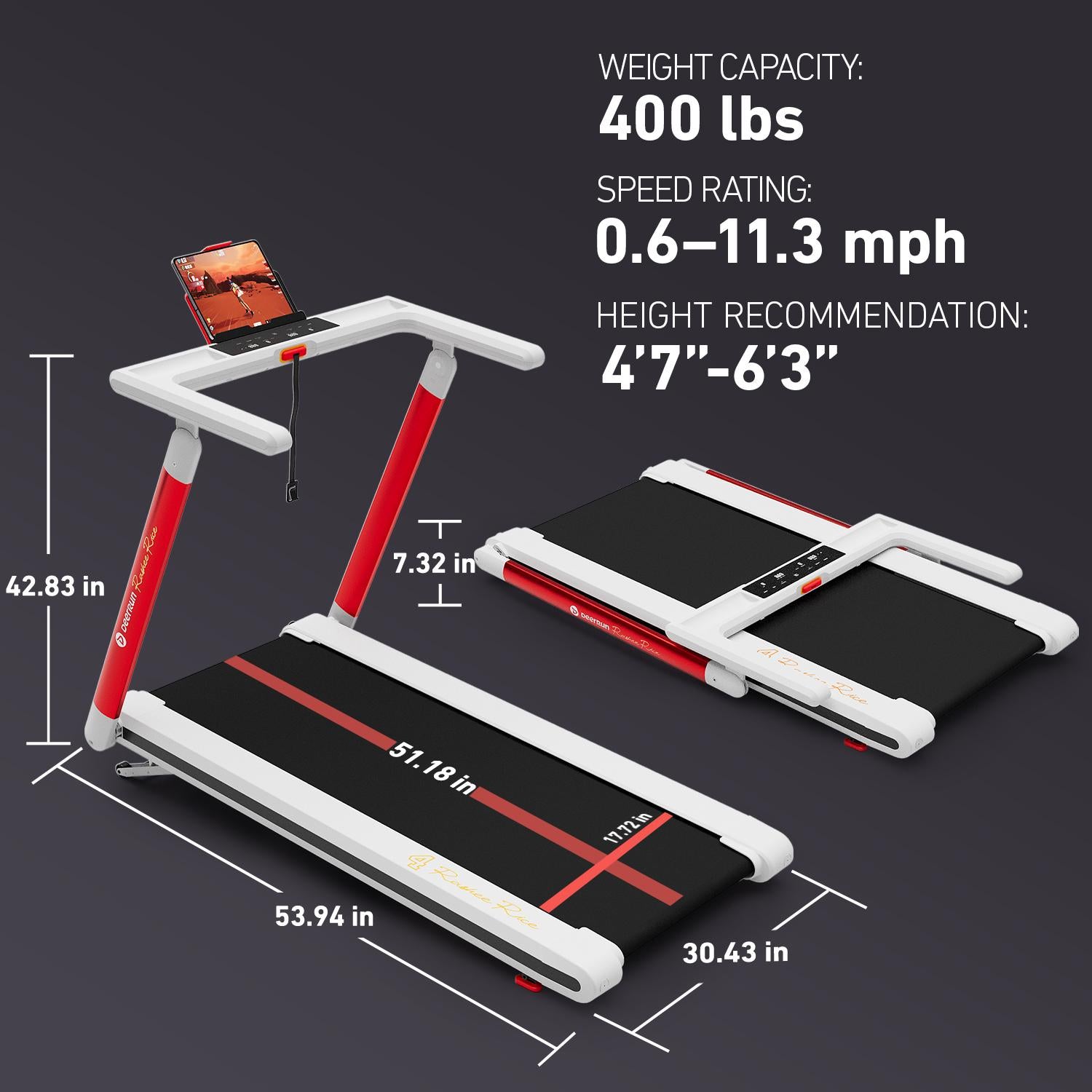 DEERRUN x RASHEE RICE COLLABORATION X20 Treadmill with 15% Auto Incline Full Running Deck Treadmill Support Bluetooth & Remote Wireless Control