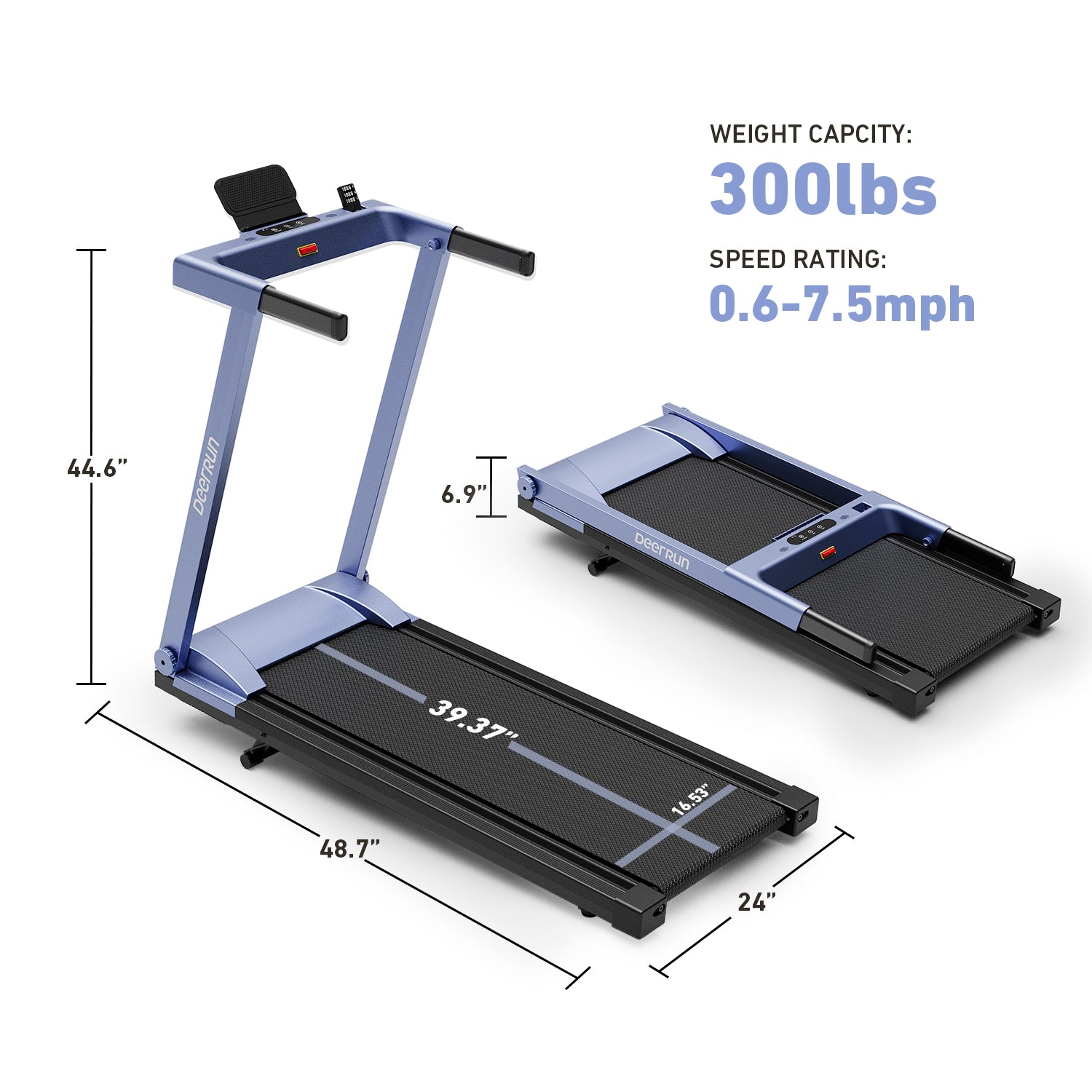 DeerRun A1 Pro Ultra Folding Smart 6% Incline Treadmill With Tabletop - Blue