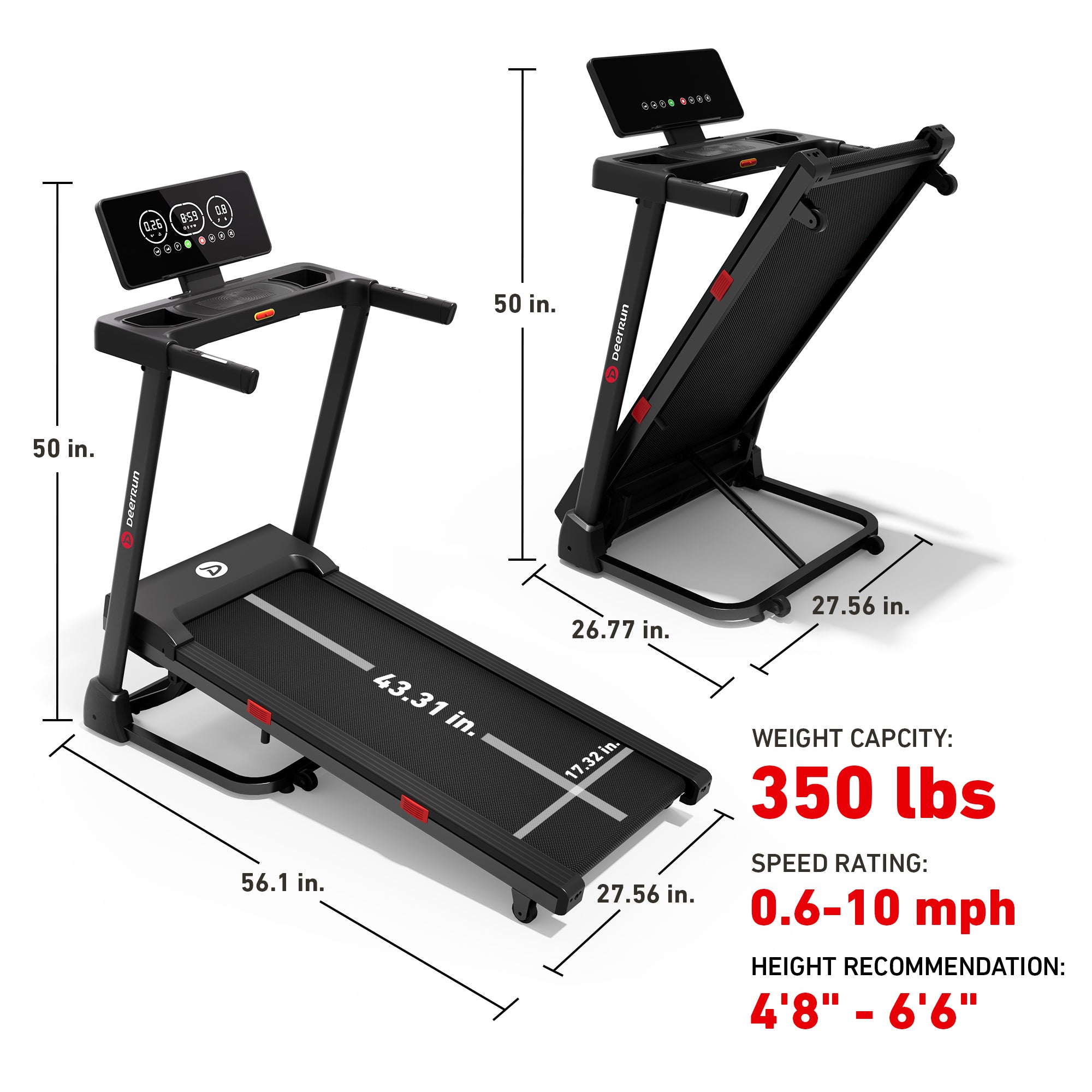 DeerRun Apex Base 1 Stronger Cardio 15% Auto Incline Treadmill