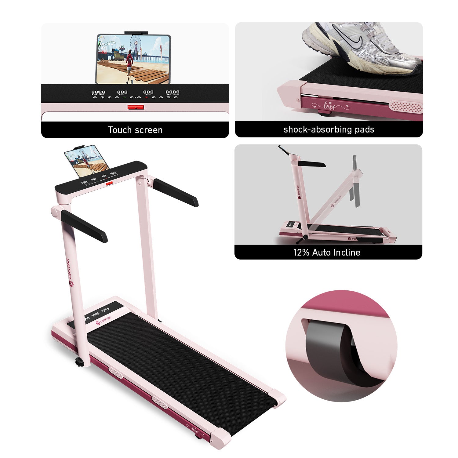 DeerRun Perfect Mother's Day Gift 12% Auto Incline Limited Edition Treadmill | Home Fitness Gift