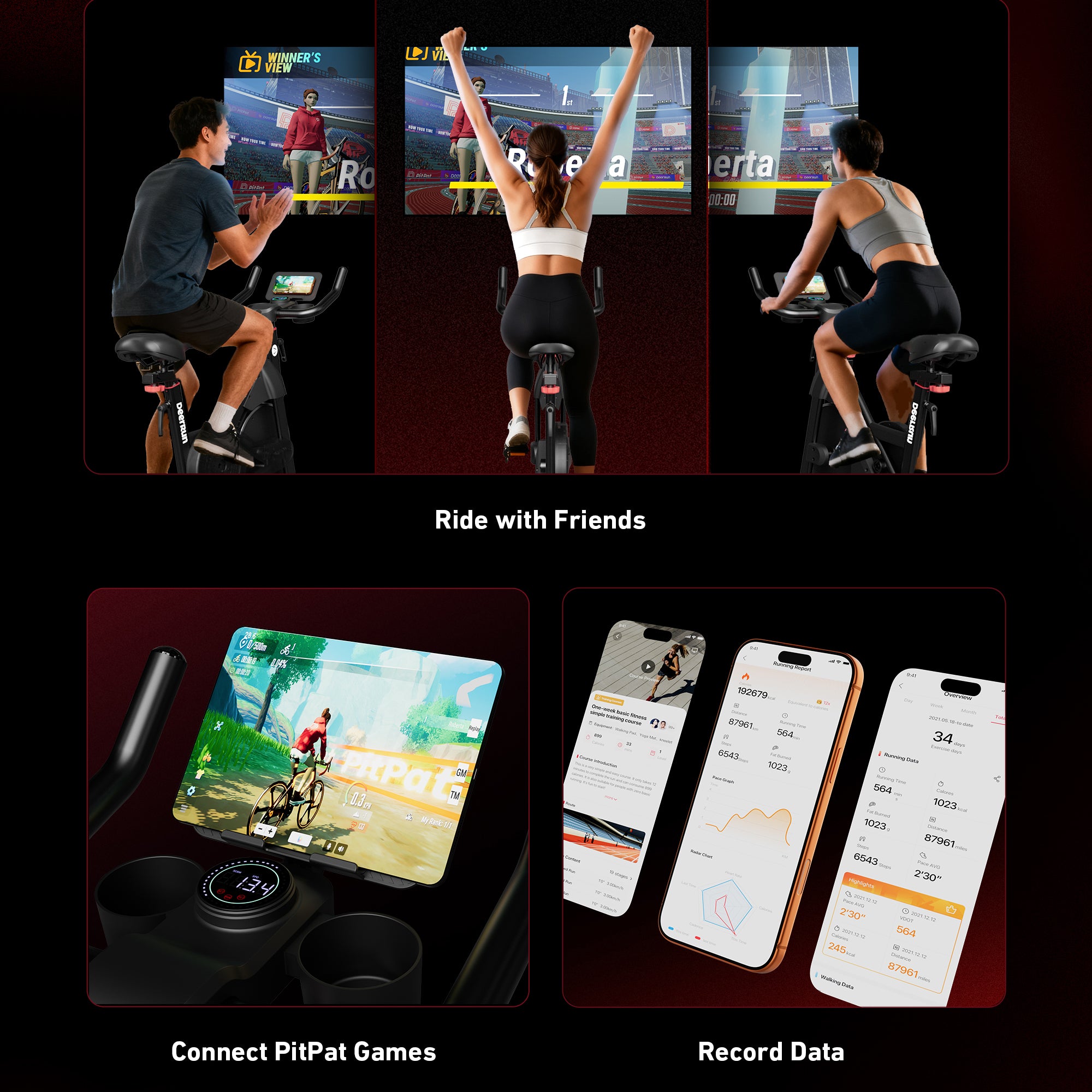 DeerRun S500 Pro King Size Indoor Bike for Tall Riders 32 Resistance, LED Screen