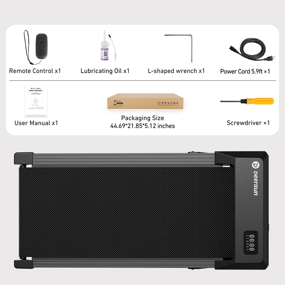 DeerRun Q2 Urban 7% Incline Smart Walking Pad Treadmill with Remote Control Black