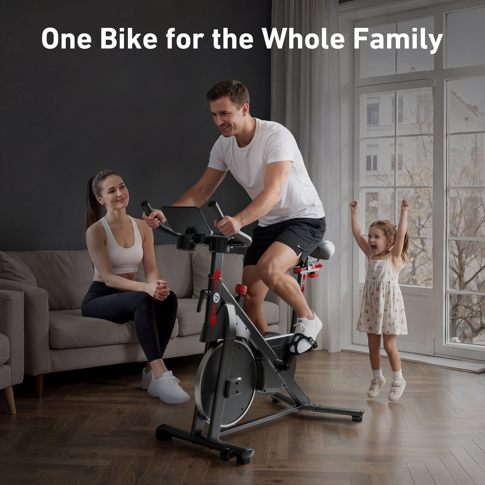 DeerRun S500 Pro King Size Indoor Exercise Bike for Tall Riders 32 Magnetic Adjustable Resistance, LED Screen