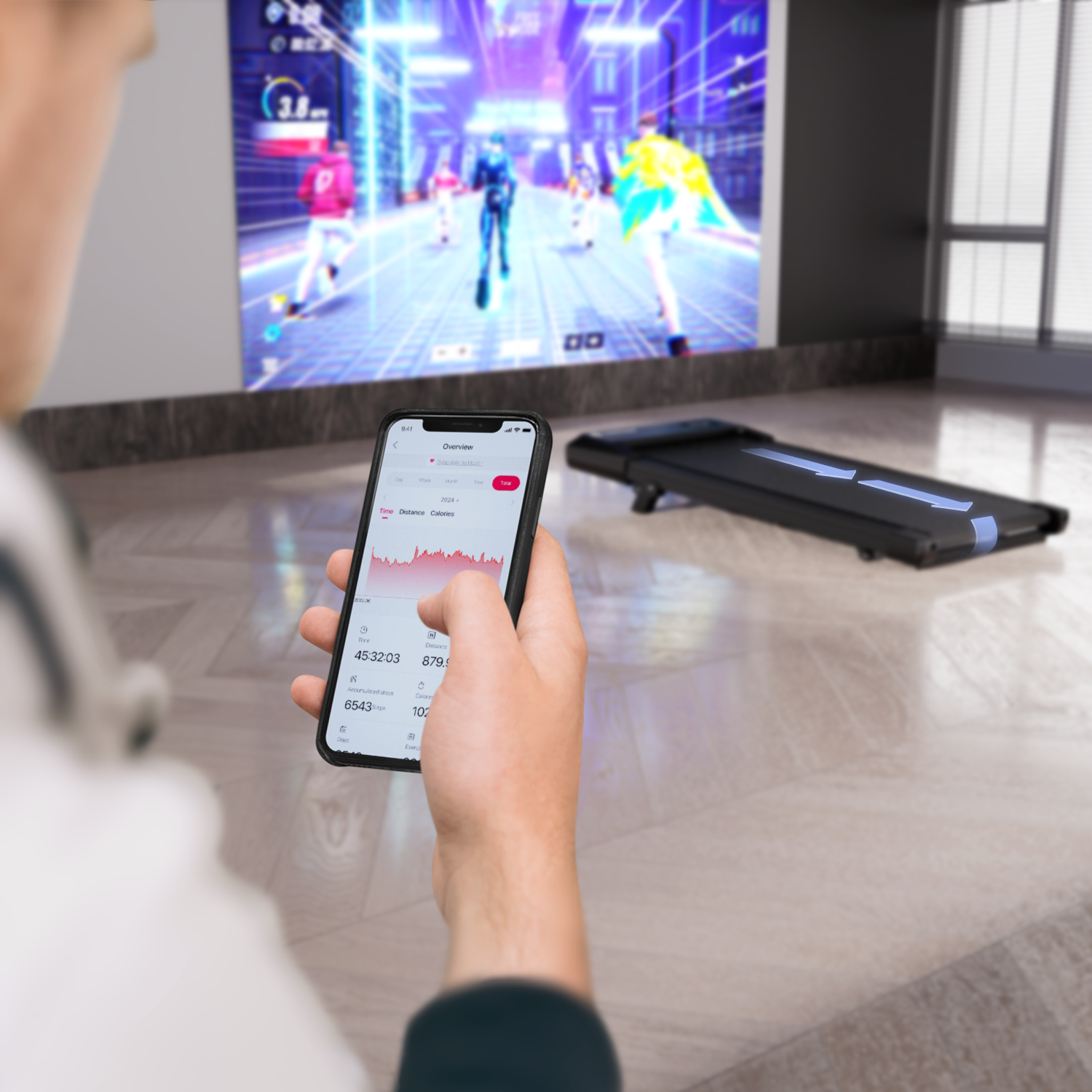 DeerRun Q2 Urban Smart Walking Pad with Incline Treadmill Remote Control Black