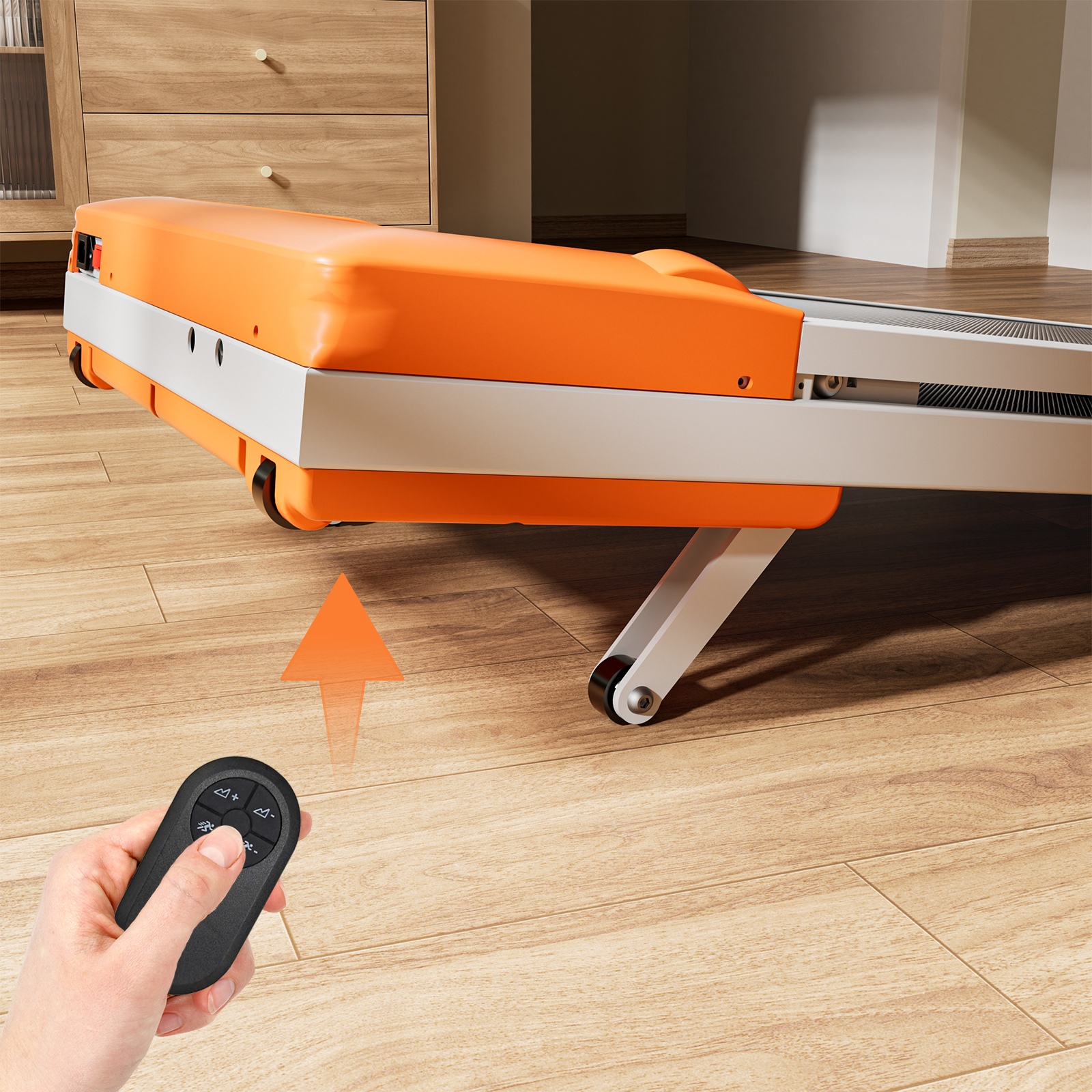 DeerRun Z10 Smart Walking Pad Treadmill with remote control 12% Auto Incline - Luxe Orange