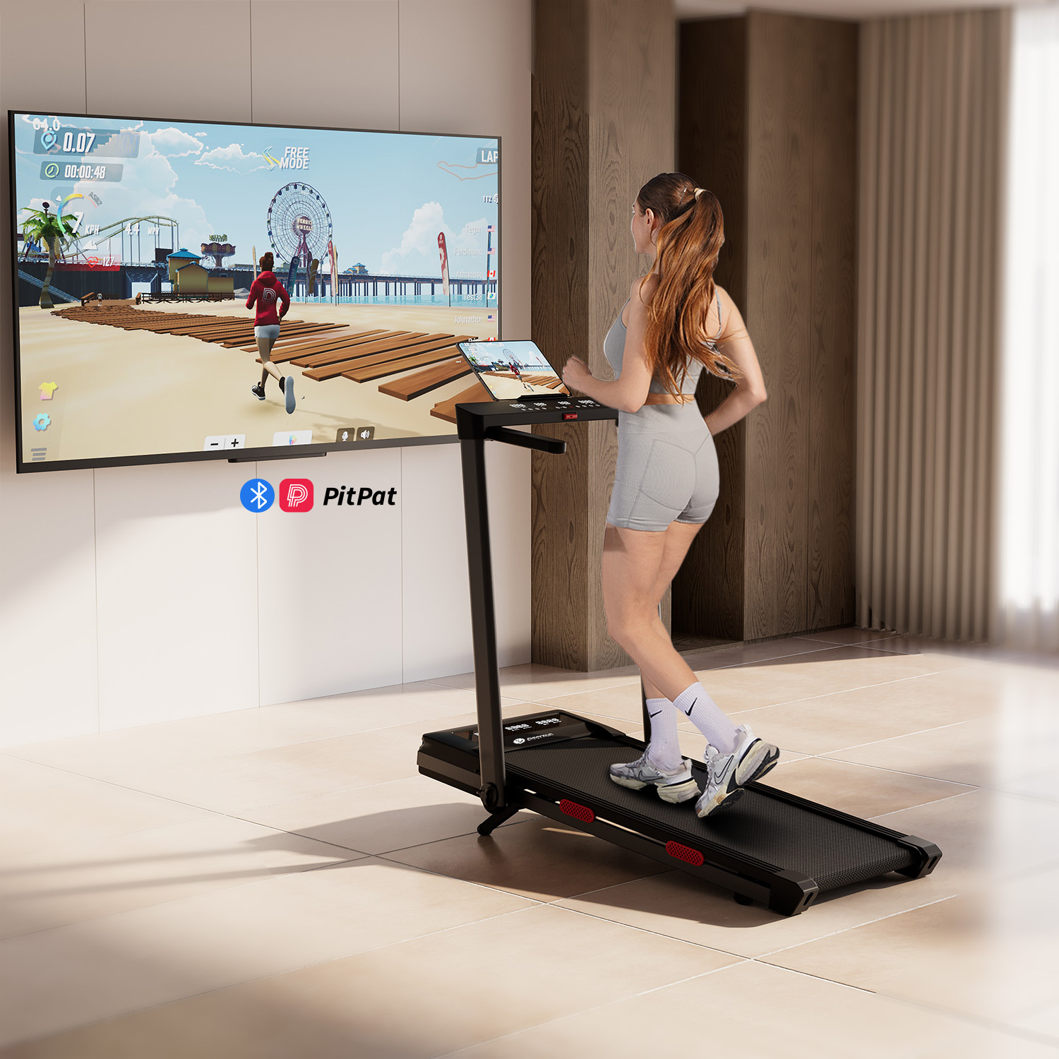 DeerRun Z10 Pro Muse Type 2 in 1 Foldable Treadmill with Remote Control, 12% Auto Incline - Black
