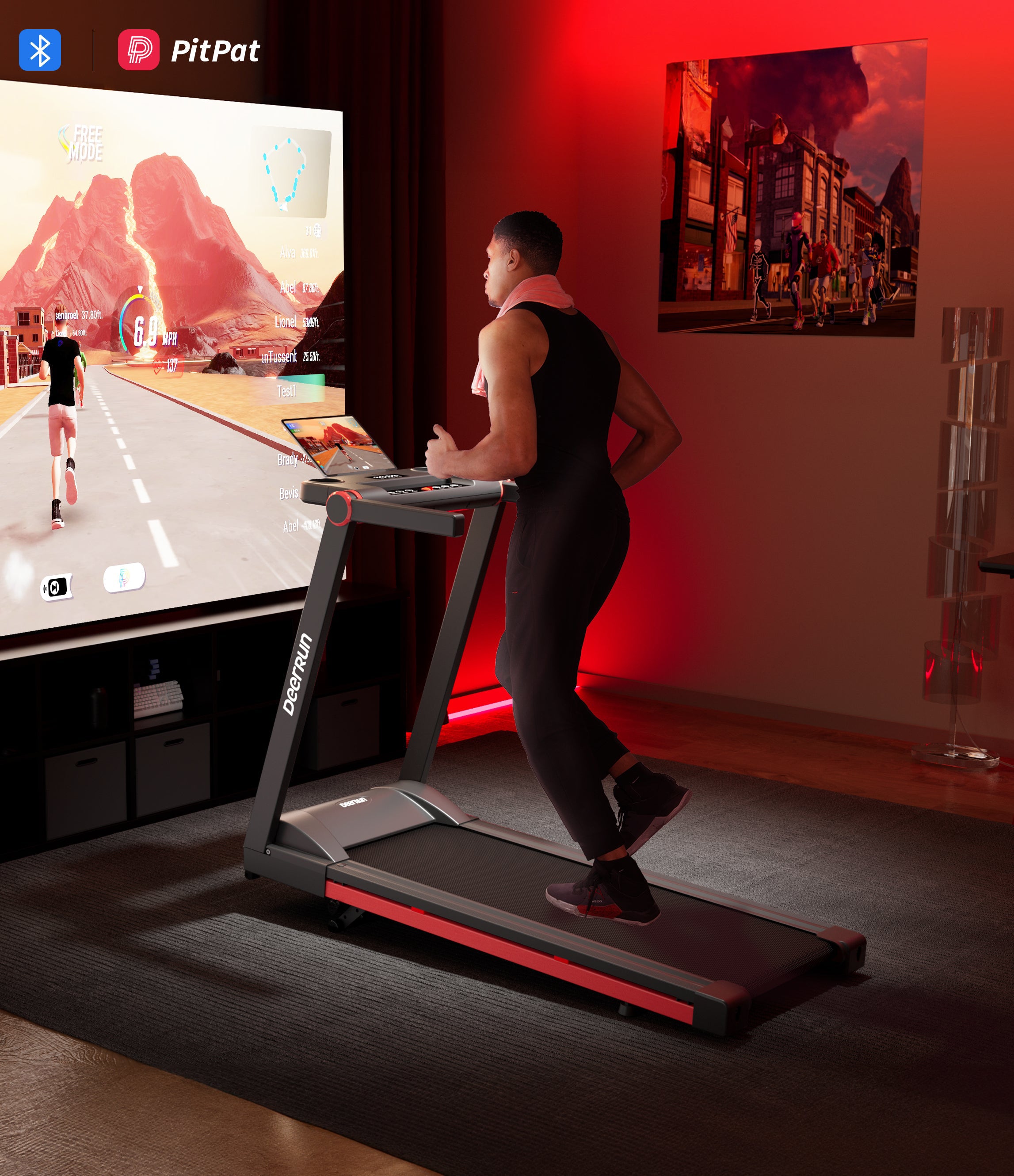 DeerRun A1 Pro Move+  6% Incline Foldable Treadmill——2025 Upgraded Chip & NFC Support | 350Lbs, 10mph Black