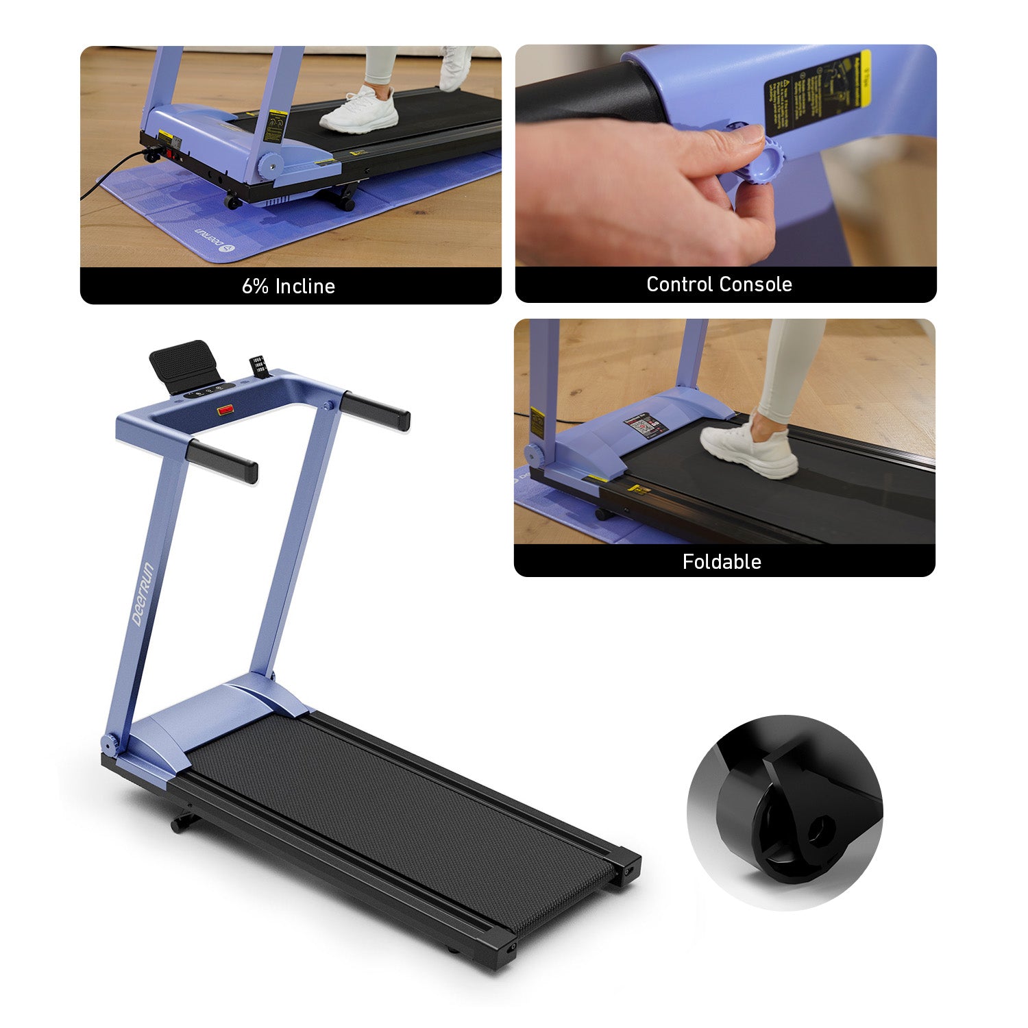 DeerRun A1 Folding Smart Treadmill with  6% Incline - Support Bluetooth & Remote Wireless Control